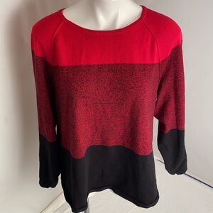 Karen Scott red black high-low sweater XL